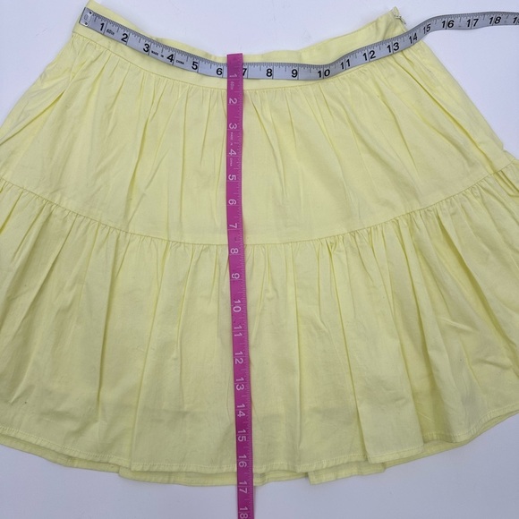New Staud Sea Stretch Cotton Mini Skirt Ruffle Tiered Sunray Yellow NWOT - Picture 5 of 7